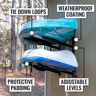 Shenandoah Kayak Storage Rack - Outdoor Adjustable Rack - 2 Levels
