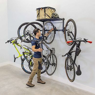 G-Swivel Bike + Shelf - Adjustable Wall Storage System - Holds 4 Bikes