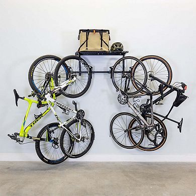G-Swivel Bike + Shelf - Adjustable Wall Storage System - Holds 4 Bikes