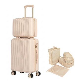 Ms. Jetsetter 2 pc Expandable Luggage Set with Bonus Shoe Bag & 3 pc Packing Cube Set