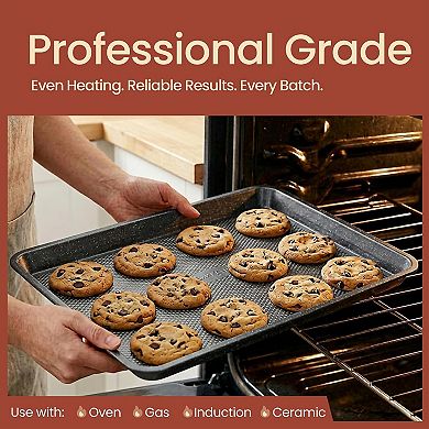 Baking Pan Set of 3 Nonstick Cookie Sheets Durable Oven Safe Bakeware