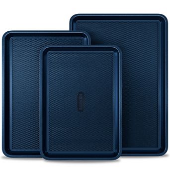 Baking Pan Set of 3 Nonstick Cookie Sheets Durable Oven Safe Bakeware