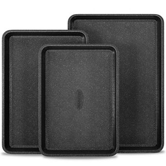 Baking Pan Set of 3 Nonstick Cookie Sheets Durable Oven Safe Bakeware