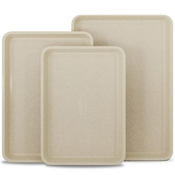 Baking Pan Set of 3 Nonstick Cookie Sheets Durable Oven Safe Bakeware