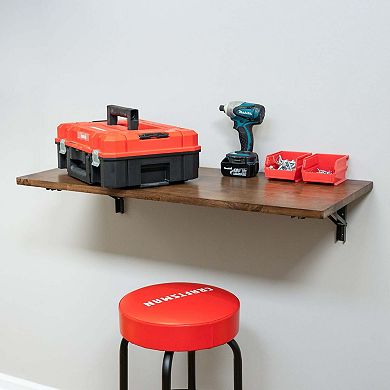 Wakefield Foldable Workbench - Dark Wood Tabletop with Black Brackets