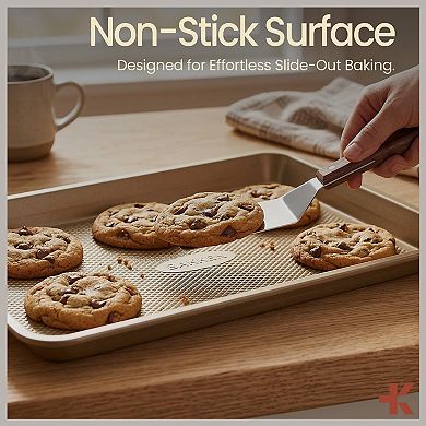 Nonstick Carbon Steel Baking Pan Set of 2 Oven Safe Stackable Cookie Trays