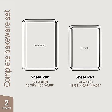 Nonstick Carbon Steel Baking Pan Set of 2 Oven Safe Stackable Cookie Trays