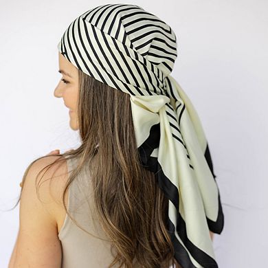 Headbands of Hope Satin Abstract Line Headscarf - Black + White
