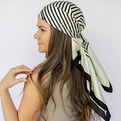 Headbands of Hope Satin Abstract Line Headscarf - Black + White