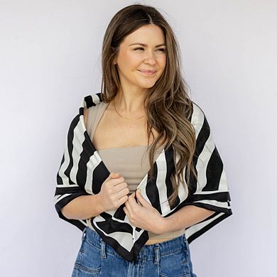 Headbands of Hope Satin Striped Headscarf - Black