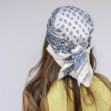 Headbands of Hope Satin Paisley Headscarf - White
