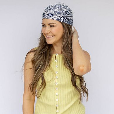 Headbands of Hope Satin Paisley Headscarf - White