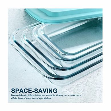 8 Piece Deep Glass Baking Dish Set with Lids Rectangular