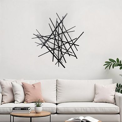 29" X 27" Black Metal Novelty Abstract Hanging Dimensional Sculpture
