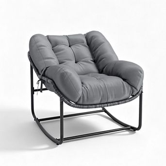 Outdoor leisure rocking chair with a comfortable seat cushion, ideal for gardens, porches