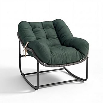 Outdoor leisure rocking chair with a comfortable seat cushion, ideal for gardens, porches