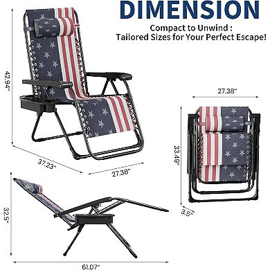 2-piece outdoor lounge chair set, complete with backrests and cup holders