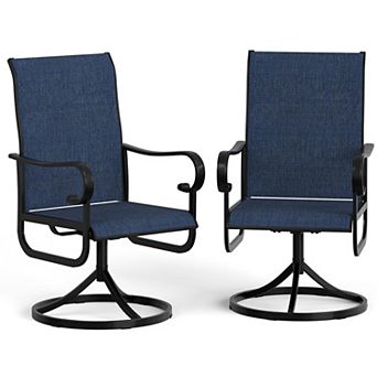 2 outdoor swivel rocking chairs with high backs