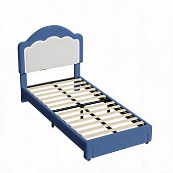 Fleece Upholstered Platform Bed Frame for Kids, No Box Spring Needed