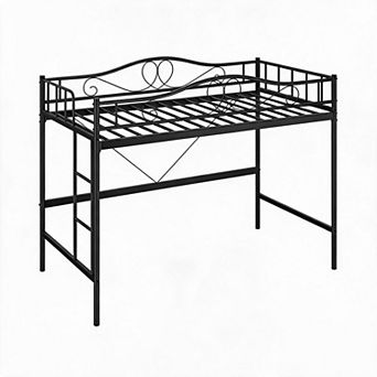Loft Bed Twin Size with Removable Ladder &Full Safety Guardrail,Twin Loft Bed Heavy-Duty Metal Frame