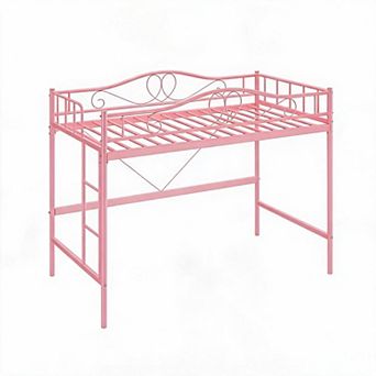 Loft Bed Twin Size with Removable Ladder &Full Safety Guardrail,Twin Loft Bed Heavy-Duty Metal Frame