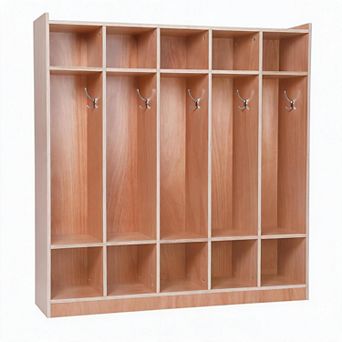 5-Section Classroom Coat Locker with 10 Cubbies,Glazing