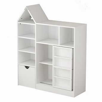 43" Baby Book Shelves with 7 Storage Cubbies and Movable Drawer