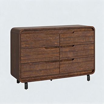 47" Wide Modern 6-Drawer Wooden Dresser, Large Capacity Storage Chest, Multifunctional Cabinet