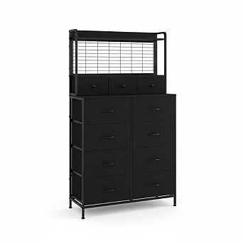 Smart Dresser for Bedroom with 11 Fabric Drawers Built-in Charging Station, Wireless Charger