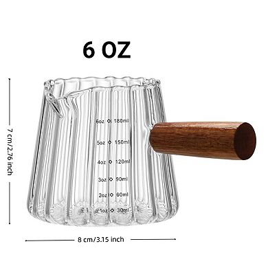 1 Pcs 180ml Mini Coffee Measuring Glass Milk Cup With Wooden Handle