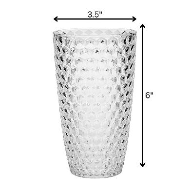 19oz Diamond Cut Acrylic Glasses Plastic Drinking Set of 4, BPA Free