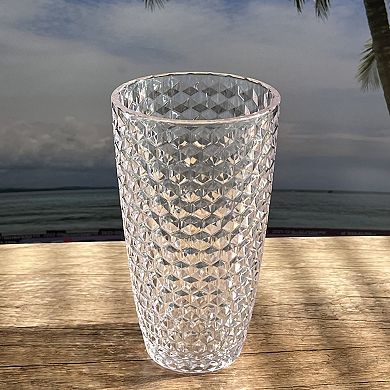 19oz Diamond Cut Acrylic Glasses Plastic Drinking Set of 4, BPA Free