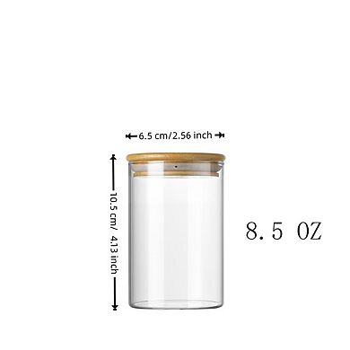 12 Pcs Round Glass Storage Spice Jars with Bamboo Lids and Stickers for Candy Coffee