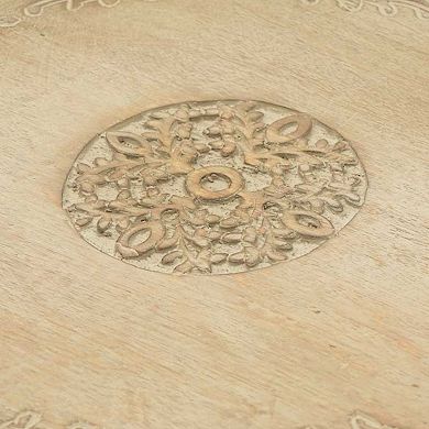 Round Mango Wood Serving Tray - 18" Rustic Brown Design for Stylish Entertaining