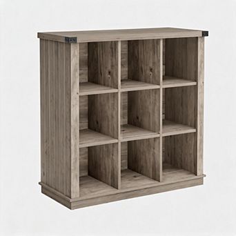 Farmhouse Wood Book Shelf, 9-Cube Storage Organizer Bookshelf, 3 tier Minimalist Display Cabinet