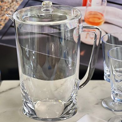 Oval Halo Design 2.75 Quarts Plastic Water Pitcher with Lid and Spout