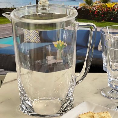 Oval Halo Design 2.75 Quarts Plastic Water Pitcher with Lid and Spout