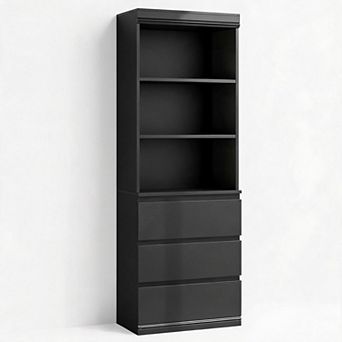 70" Tall Bookcase with Drawers, Bookshelf w/ 3 tier Open Shelves & 3 Storage Drawers
