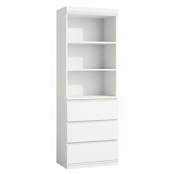 70" Tall Bookcase with Drawers, Bookshelf w/ 3 tier Open Shelves & 3 Storage Drawers