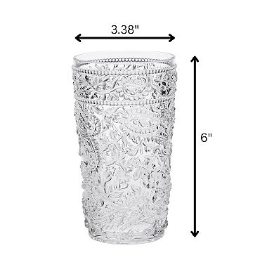 17oz Paisley Acrylic Glasses Drinking Set of 4