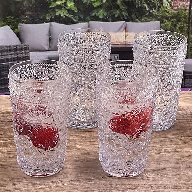 17oz Paisley Acrylic Glasses Drinking Set of 4
