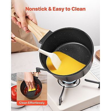 2.5 QT Nonstick Multipurpose Saucepan with Tempered Glass Lid and Stay-Cool Handle