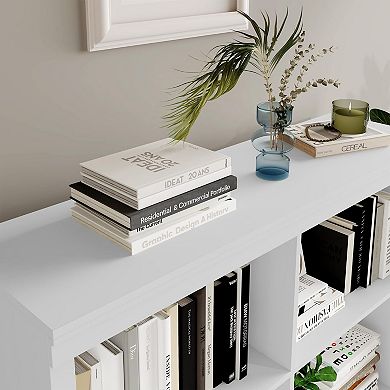 53" Tall 6-Cube Wooden Bookshelf Organizer, Durable 3-Tier Open Bookcase with Anti-Tip Kit
