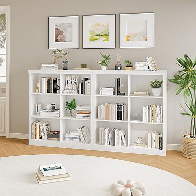 53" Tall 6-Cube Wooden Bookshelf Organizer, Durable 3-Tier Open Bookcase with Anti-Tip Kit