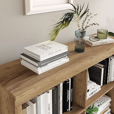 53" Tall 6-Cube Wooden Bookshelf Organizer, Durable 3-Tier Open Bookcase with Anti-Tip Kit