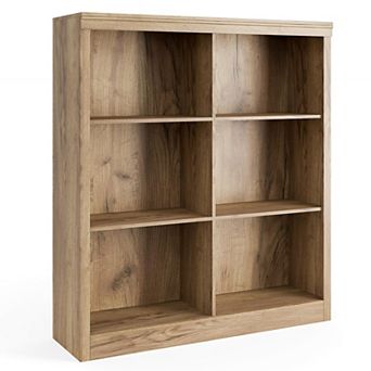 53" Tall 6-Cube Wooden Bookshelf Organizer, Durable 3 tier Open Bookcase with Anti-Tip Kit