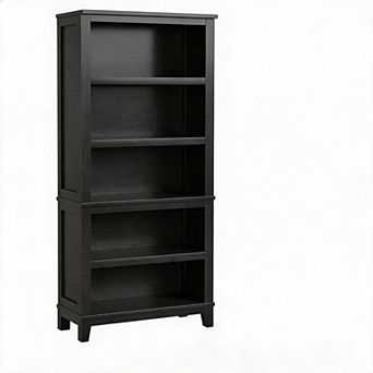 71" Farmhouse Bookcase w/Adjustable Shelves, 5 tier Tall Bookshelf with Wooden Legs, Open Storage