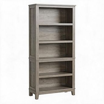 71" Farmhouse Bookcase w/Adjustable Shelves, 5 tier Tall Bookshelf with Wooden Legs, Open Storage