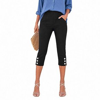Pull On Capris for Women High Waisted Skinny Pants Trendy Stretch Cropped Jeggings