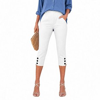 Pull On Capris for Women High Waisted Skinny Pants Trendy Stretch Cropped Jeggings